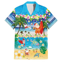 Polynesian Merry Christmas Family Matching Tank Maxi Dress and Hawaiian Shirt Funny Santa Beach Tropical Plant and Turtle - Polynesian Pride