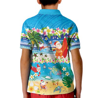 Polynesian Merry Christmas Kid Polo Shirt Funny Santa Beach Tropical Plant and Turtle - Polynesian Pride