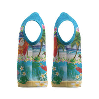 Polynesian Merry Christmas Knitted V-Neck Vest Funny Santa Beach Tropical Plant and Turtle - Polynesian Pride