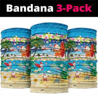 Polynesian Merry Christmas Neck Gaiter Funny Santa Beach Tropical Plant and Turtle - Polynesian Pride