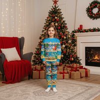 Polynesian Merry Christmas Pajama Set Funny Santa Beach Tropical Plant and Turtle - Polynesian Pride