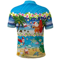 Polynesian Merry Christmas Polo Shirt Funny Santa Beach Tropical Plant and Turtle - Polynesian Pride