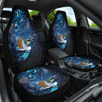 Aotearoa Matariki Car Seat Cover Maori Tribal with Silver Fern and Tui Bird Galaxy Style - Polynesian Pride