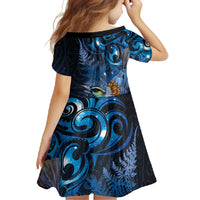 Aotearoa Matariki Family Matching Long Sleeve Bodycon Dress and Hawaiian Shirt Maori Tribal with Silver Fern and Tui Bird Galaxy Style - Polynesian Pride