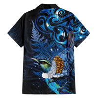 Aotearoa Matariki Family Matching Long Sleeve Bodycon Dress and Hawaiian Shirt Maori Tribal with Silver Fern and Tui Bird Galaxy Style - Polynesian Pride