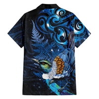 Aotearoa Matariki Family Matching Off The Shoulder Long Sleeve Dress and Hawaiian Shirt Maori Tribal with Silver Fern and Tui Bird Galaxy Style - Polynesian Pride