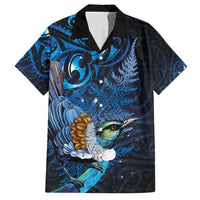 Aotearoa Matariki Family Matching Puletasi and Hawaiian Shirt Maori Tribal with Silver Fern and Tui Bird Galaxy Style - Polynesian Pride