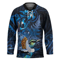 Aotearoa Matariki Hockey Jersey Maori Tribal with Silver Fern and Tui Bird Galaxy Style - Polynesian Pride