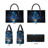 Aotearoa Matariki Leather Bag Maori Tribal with Silver Fern and Tui Bird Galaxy Style - Polynesian Pride