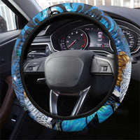 Aotearoa Matariki Steering Wheel Cover Maori Tribal with Silver Fern and Tui Bird Galaxy Style - Polynesian Pride