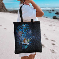 Aotearoa Matariki Tote Bag Maori Tribal with Silver Fern and Tui Bird Galaxy Style - Polynesian Pride