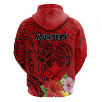 Personalised Hawaii Valentine Day Hoodie Couple Love Heart mix Hibiscus and Polynesian Tattoo LT03 - Polynesian Pride