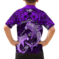 Polynesian Shark Valentine Day Hawaiian Shirt Hibiscus and Tribal Tattoo Purple Style LT03 - Polynesian Pride