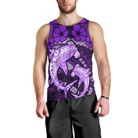 Polynesian Shark Valentine Day Men Tank Top Hibiscus and Tribal Tattoo Purple Style LT03 - Polynesian Pride
