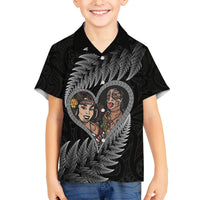 New Zealand Valentine Day Hawaiian Shirt Aotearoa Warrior and Woman Love Heart Maori Pattern LT03 - Polynesian Pride