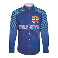 Custom Fiji Football-Towards World Cup 2026 Long Sleeve Button Shirt LT03 Unisex Blue - Polynesian Pride