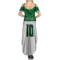 Custom Hawaii Volleyball-Kakau Motif Green Color Family Matching Summer Maxi Dress and Hawaiian Shirt
