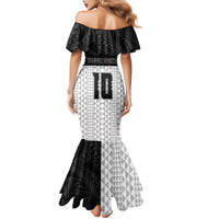 Custom Hawaii Volleyball-Kakau Motif Grayscale Color Family Matching Mermaid Dress and Hawaiian Shirt