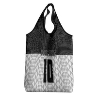 Custom Hawaii Volleyball-Kakau Motif Grayscale Color Grocery Bag LT03 - Polynesian Pride