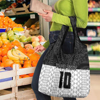 Custom Hawaii Volleyball-Kakau Motif Grayscale Color Grocery Bag LT03 - Polynesian Pride