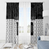 Custom Hawaii Volleyball-Kakau Motif Grayscale Color Window Curtain