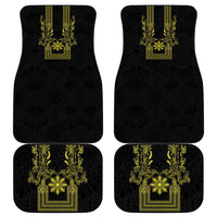 Philippines Barong Style Car Mats with Polynesian Art and Leaf Motif Black-Gold Color