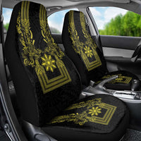 Philippines Barong Style Car Seat Cover with Polynesian Art and Leaf Motif Black-Gold Color LT03 - Polynesian Pride