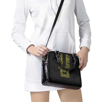 Philippines Barong Style Shoulder Handbag with Polynesian Art and Leaf Motif Black-Gold Color