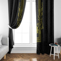 Philippines Barong Style Window Curtain with Polynesian Art and Leaf Motif Black-Gold Color LT03 - Polynesian Pride