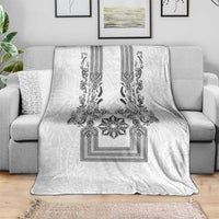 Philippines Barong Style Blanket with Polynesian Art and Leaf Motif Black-White Color LT03 - Polynesian Pride
