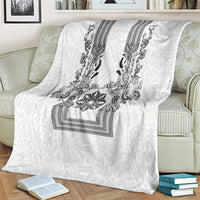 Philippines Barong Style Blanket with Polynesian Art and Leaf Motif Black-White Color LT03 - Polynesian Pride