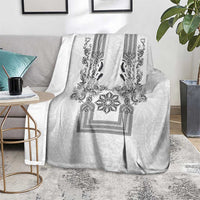 Philippines Barong Style Blanket with Polynesian Art and Leaf Motif Black-White Color LT03 - Polynesian Pride