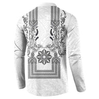 Philippines Barong Style Button Sweatshirt with Polynesian Art and Leaf Motif Black-White Color LT03 - Polynesian Pride