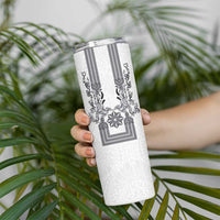 Philippines Barong Style Skinny Tumbler with Polynesian Art and Leaf Motif Black-White Color