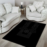 Philippines Barong Style Area Rug with Polynesian Art and Leaf Motif Black Color