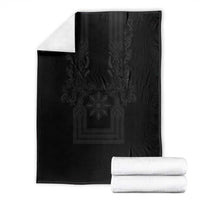Philippines Barong Style Blanket with Polynesian Art and Leaf Motif Black Color