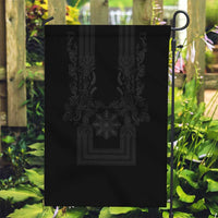 Philippines Barong Style Garden Flag with Polynesian Art and Leaf Motif Black Color