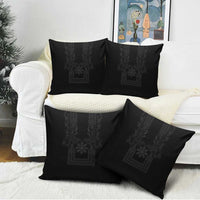 Philippines Barong Style Pillow Cover with Polynesian Art and Leaf Motif Black Color