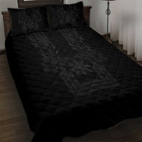 Philippines Barong Style Quilt Bed Set with Polynesian Art and Leaf Motif Black Color LT03 Black - Polynesian Pride