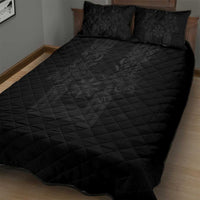 Philippines Barong Style Quilt Bed Set with Polynesian Art and Leaf Motif Black Color LT03 - Polynesian Pride