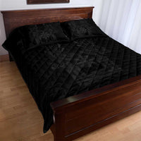 Philippines Barong Style Quilt Bed Set with Polynesian Art and Leaf Motif Black Color LT03 - Polynesian Pride