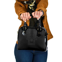 Philippines Barong Style Shoulder Handbag with Polynesian Art and Leaf Motif Black Color LT03 One Size Black - Polynesian Pride
