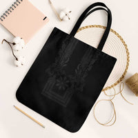 Philippines Barong Style Tote Bag with Polynesian Art and Leaf Motif Black Color LT03 Black Strap One Size Black - Polynesian Pride