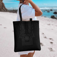 Philippines Barong Style Tote Bag with Polynesian Art and Leaf Motif Black Color LT03 - Polynesian Pride