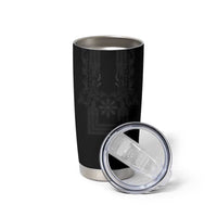 Philippines Barong Style Tumbler Cup with Polynesian Art and Leaf Motif Black Color