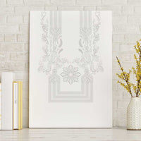 Philippines Barong Style Canvas Wall Art with Polynesian Art and Leaf Motif White Color
