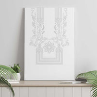 Philippines Barong Style Canvas Wall Art with Polynesian Art and Leaf Motif White Color