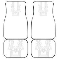 Philippines Barong Style Car Mats with Polynesian Art and Leaf Motif White Color