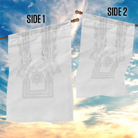 Philippines Barong Style Garden Flag with Polynesian Art and Leaf Motif White Color