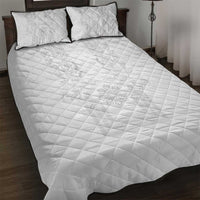Philippines Barong Style Quilt Bed Set with Polynesian Art and Leaf Motif White Color LT03 White - Polynesian Pride